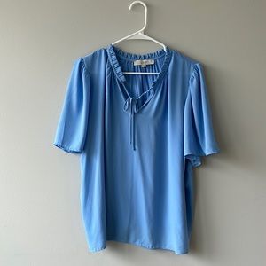 LOFT short sleeve light blue blouse